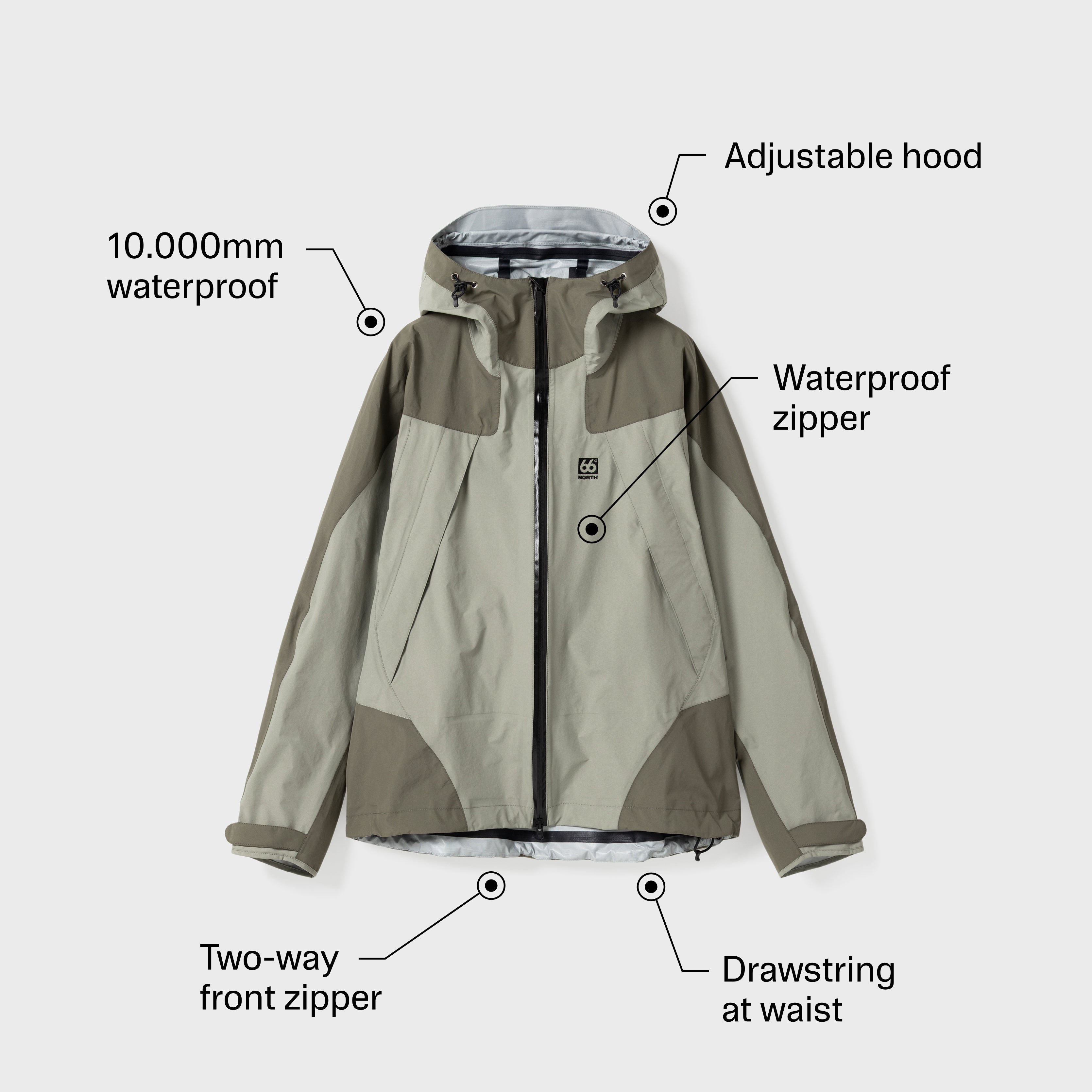 Men - Dyngja shell jacket in green. Waterproof shell jacket for