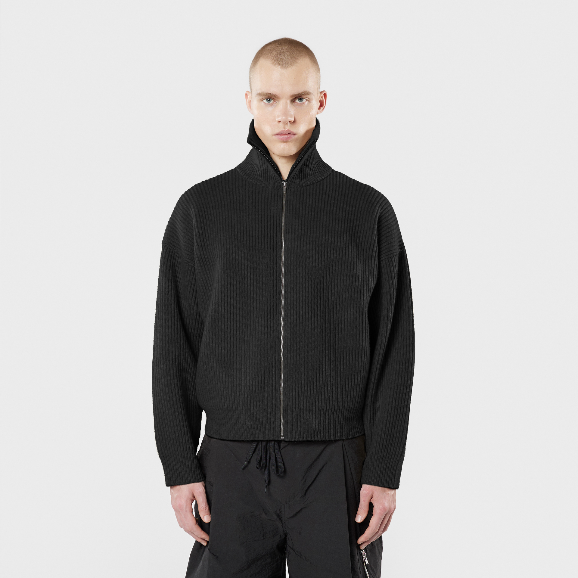 Men - Vonarstræti Zipped Wool Sweater - Black – 66°North